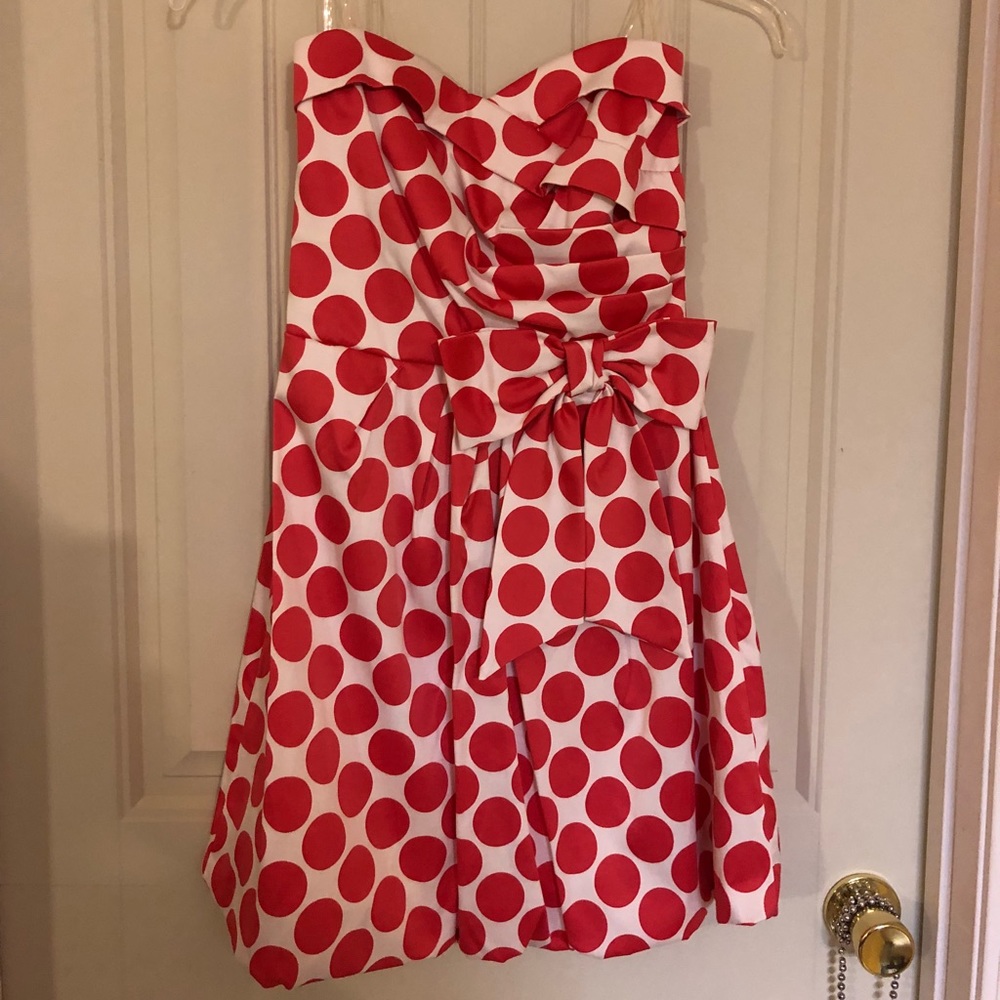 Light Red Salmon Polka Dot Flirty Dress